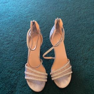 Silver dress strappy sandal heels